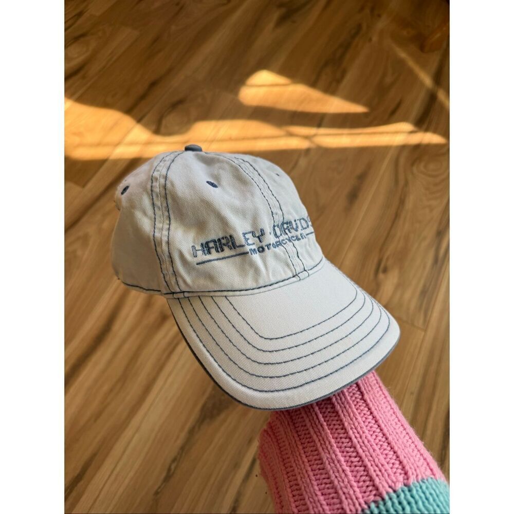 Harley Davidson Womens Baby Blue Motorcycles Fitted Baseball Cap Hat One Size